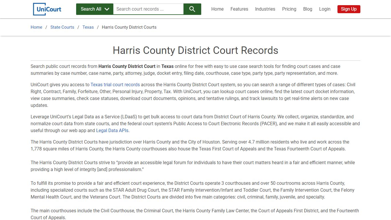 Harris County District Court Records | Texas | UniCourt
